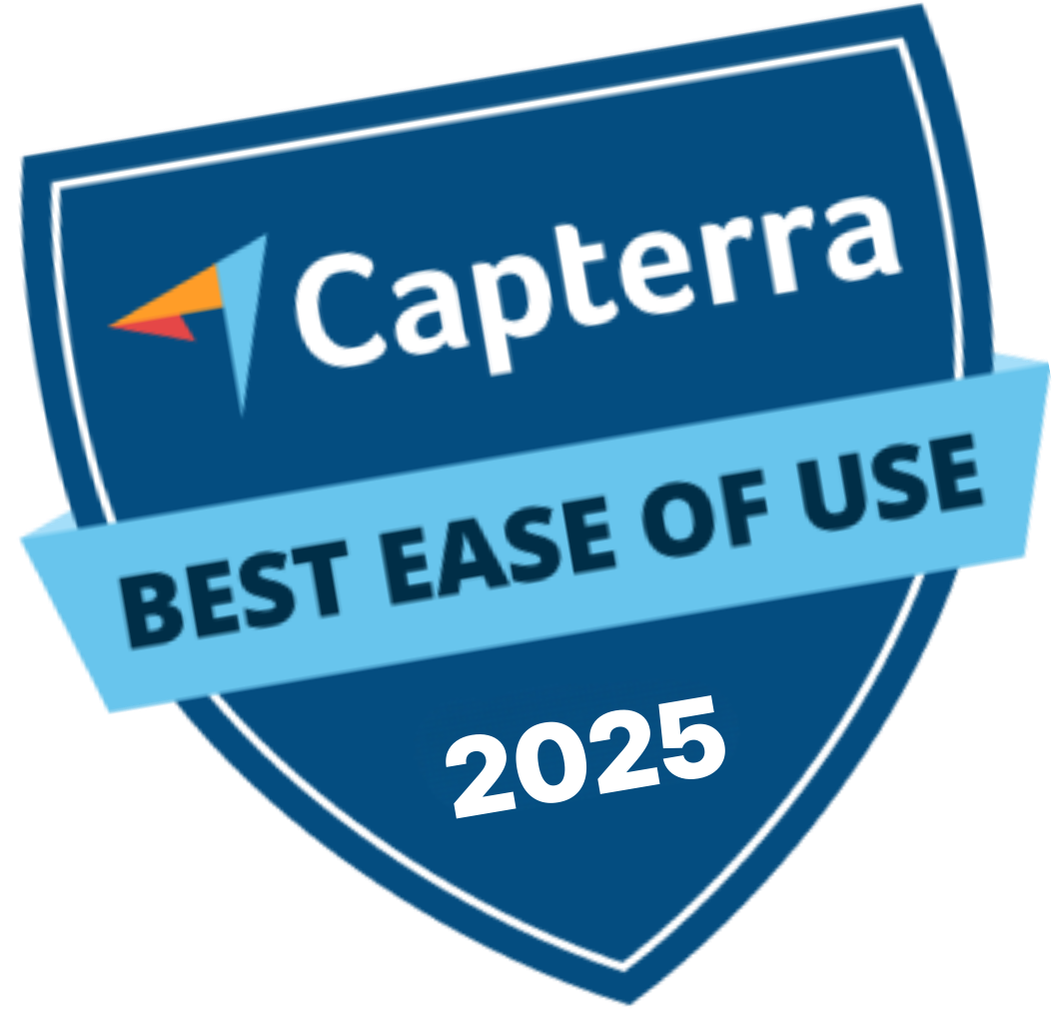Logo showcasing Capterra's 'Ease of Use' award for the platform.