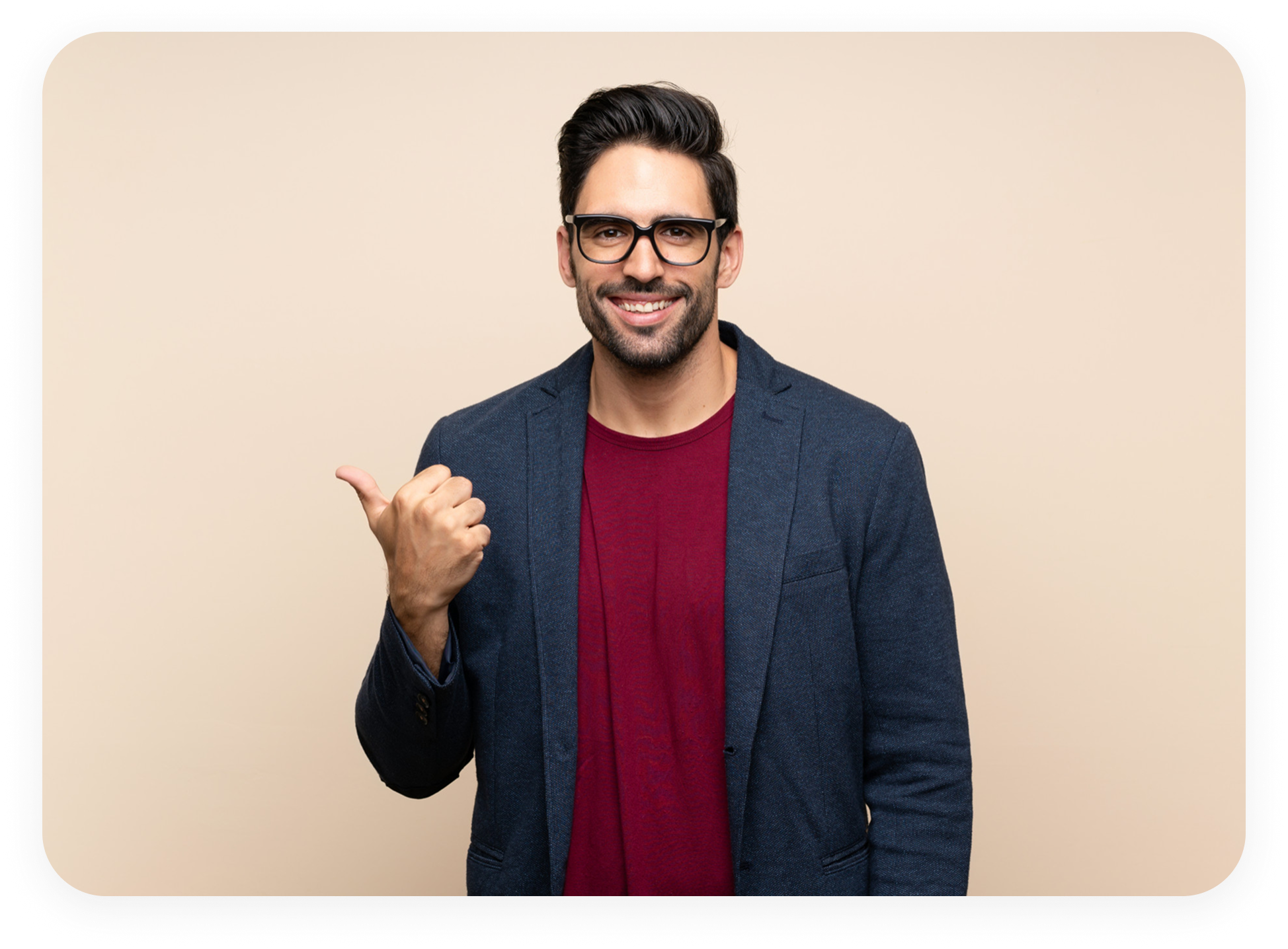 Person in business attire giving thumbs up